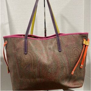 ETRO Paisley pattern and fluo trims tote